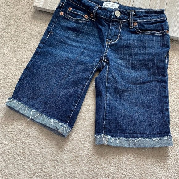 Aeropostale Aero Juniors 00 Denim Bermuda Cuffable Fringe Hem Jean Shorts Summer - Picture 2 of 11